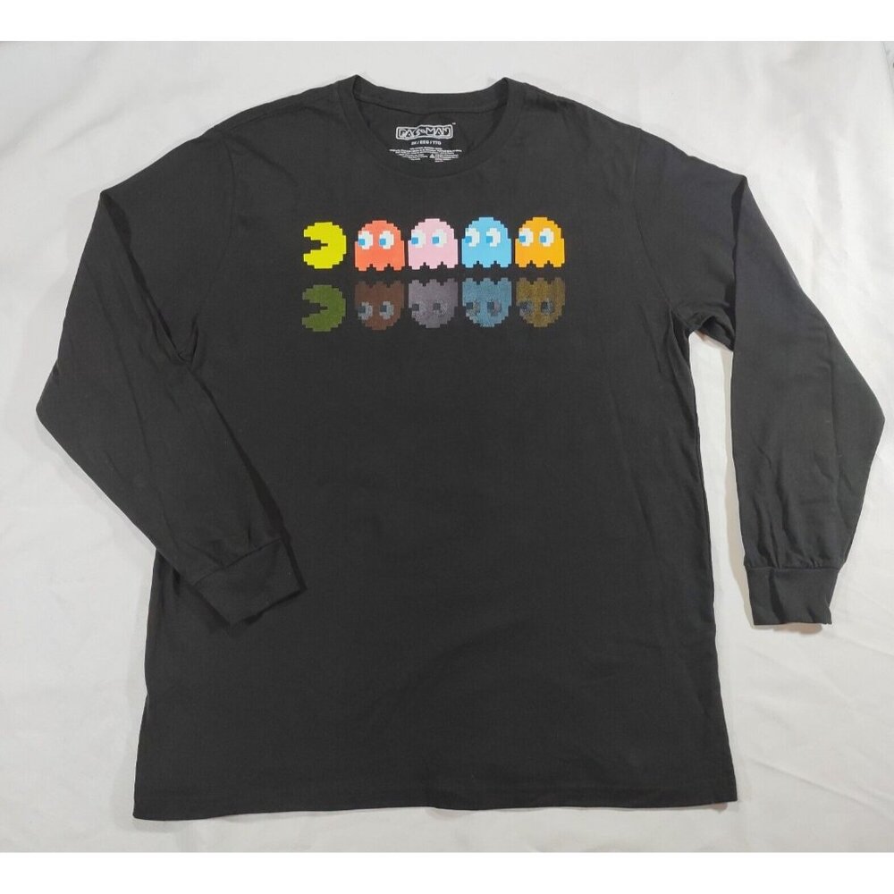 Bandai Pacman Long Sleeve Black 2X Pacman Shirt Bubblepop Ghost Toy - Picture 2 of 9